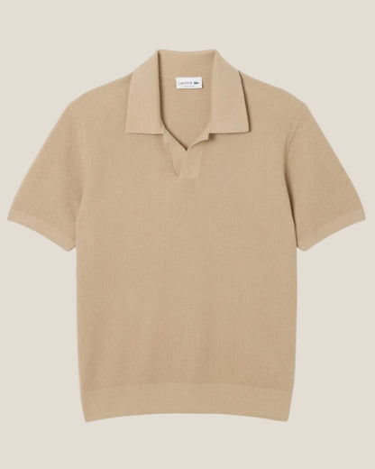Cotton Blend Open Polo Collar Sweater
